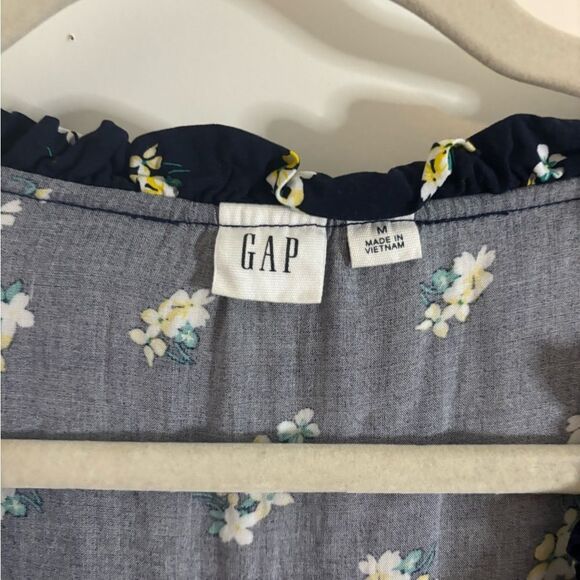 GAP Navy tiered long sleeve Floral mini Dress size m EUC - Picture 3 of 4